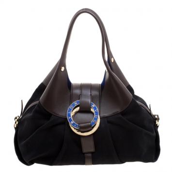 Pre Owned Bvlgari Black/Brown Leather Chandra Hobo