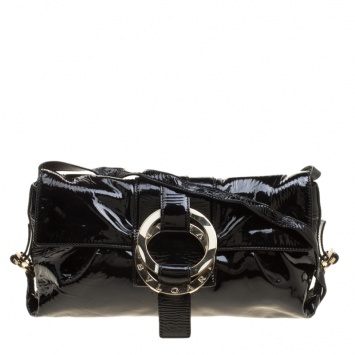 Pre Owned Bvlgari Black Patent Leather Chandra Shoulder Bag