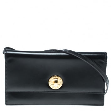 Pre Owned Bvlgari Black Leather Clutch Bag