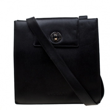 Pre Owned Bvlgari Black Leather Shoulder Bag