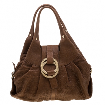 Pre Owned Bvlgari Tan Reduced Leather Chandra Hobo