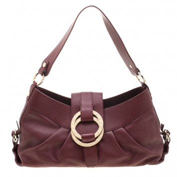 Pre Owned Bvlgari Burgundy Leather Chandra Shoulder Bag 