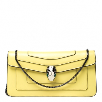 Pre Owned Bvlgari Yellow Leather Serpenti Forever Flap Shoulder Bag