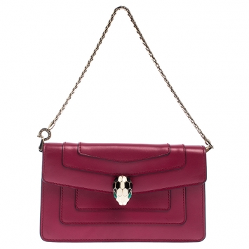 Pre Owned Bvlgari Hot Pink Leather Mini Serpenti Forever Pochette