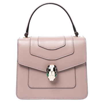 Pre Owned Bvlgari Crystal Rose Leather Serpenti Forever Crossbody Bag