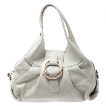 Pre Owned Bvlgari White Leather Chandra Hobo 