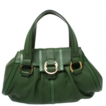 Pre Owned Bvlgari Green Leather Chandra Satchel