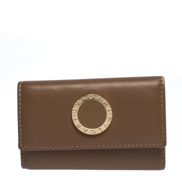 Pre Owned Bvlgari Brown Leather 6 Key Holder