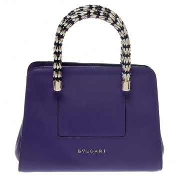 Pre Owned Bvlgari Purple Leather Serpenti Tote