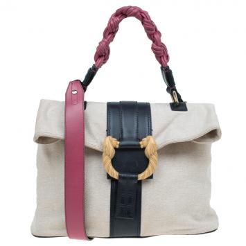 Pre Owned Bvlgari Multicolor Canvas and Leather Leoni Shoulder Bag