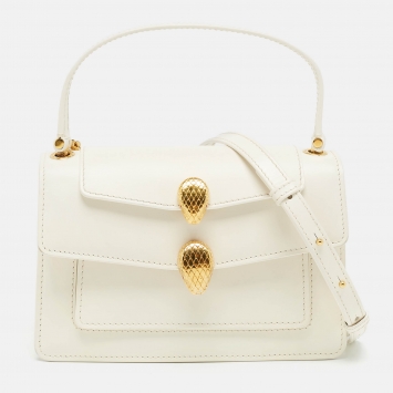 Pre Owned Bvlgari X Alexander Wang White Leather Serpenti Forever Belt Bag 