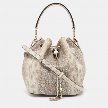 Pre Owned Bvlgari Grey Karung Leather Serpenti Forever Bucket Bag