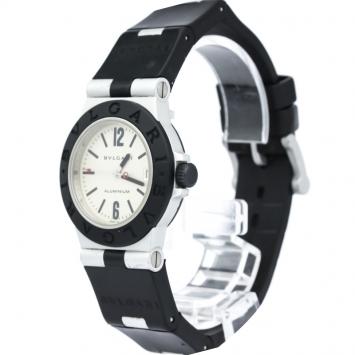 Pre Owned Bvlgari White Rubber and Aluminum Diagono Women's Wristwatch 32MM