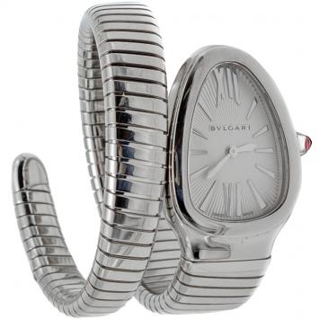 Pre Owned Bvlgari White Steel Serpenti Tubogas Women'S Watch 35MM 