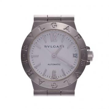 Pre Owned Bvlgari White Stainless Steel Diagono LCV29S Women's Wristwatch 29 MM