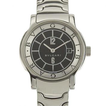 Pre Owned Bvlgari Black Stainless Steel Solotempo ST29S Women's Wristwatch 29MM