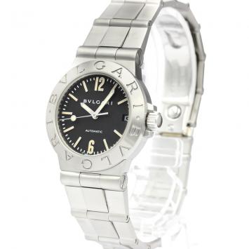 Pre Owned Bvlgari Black Stainless Steel Diagono Sport Automatic LCV29S Women's Wristwatch 29 MM