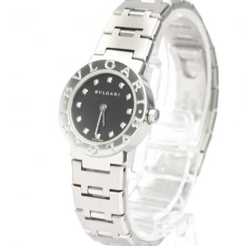 Pre Owned Bvlgari Black Diamonds Stainless Steel Bvlgari BB23SS Quartz Women's Wristwatch 22 MM