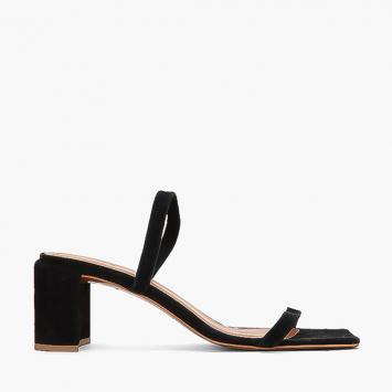 Pre Owned By Far Black Tanya Suede Sandals Size EU 41