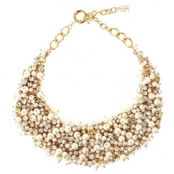 Pre Owned Carolina Herrera Faux Pearl Crystal Necklace