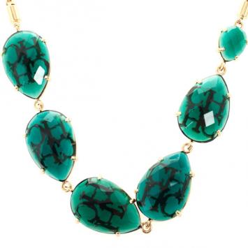Pre Owned Carolina Herrera Green Chrysoprase Drops Gold Plated Necklace