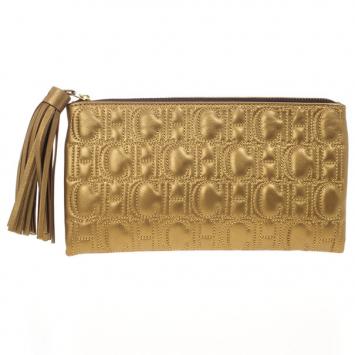 Pre Owned Carolina Herrera Monogram Embossed Clutch