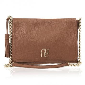 Pre Owned Carolina Herrera Brown Leather Flap Bag