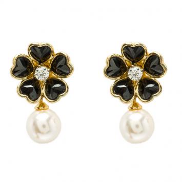 Pre Owned Carolina Herrera Flower Faux Pearl Earrings