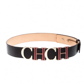 مملوكة مسبقًا Carolina Herrera Dark Brown Leather CH Belt 80CM