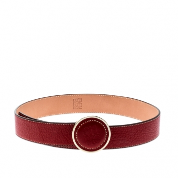 مملوكة مسبقًا Carolina Herrera Red Leather Round Logo Belt 80CM