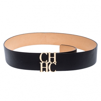 Pre Owned  Carolina Herrera Black Leather CHHC Belt 85CM