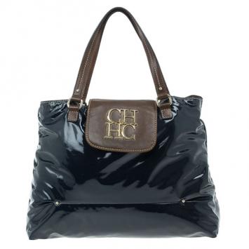 Pre Owned Carolina Herrera Blue Patent Tote
