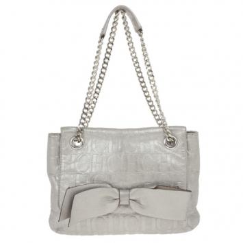 Pre Owned Carolina Herrera Silver Audrey Shoulder bag