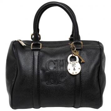 Pre Owned Carolina Herrera Black Leather Andy Boston Bag