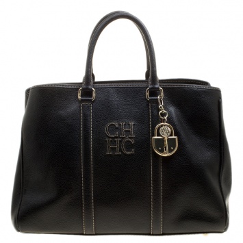 Pre Owned Carolina Herrera Black Leather Matteo Tote