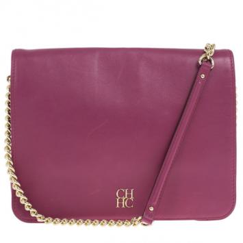 Pre Owned Carolina Herrera Fushia Pink Leather New Baltazar