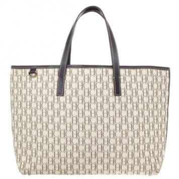 Pre Owned Carolina Herrera Monogram Canvas Shopper Tote