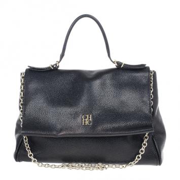 Pre Owned Carolina Herrera Black Minueto Flap Bag