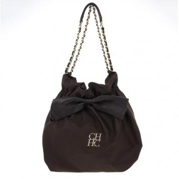 Pre Owned Carolina Herrera Bow Drawstring Chain Hobo