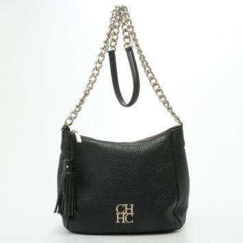 Pre Owned Carolina Herrera Black Leather Maria Shoulder Bag