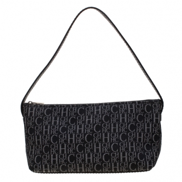 Pre Owned Carolina Herrera Black Signature Canvas Pochette Bag