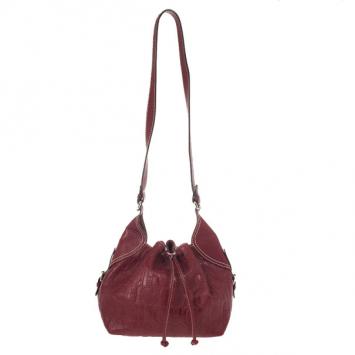 Pre Owned Carolina Herrera Embossed Drawstring Hobo