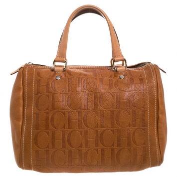 Pre Owned Carolina Herrera Brown Leather Medium Andy Boston Bag