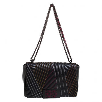 Pre Owned Carolina Herrera Black Quilted Leather Bimba Flap Shoulder Bag