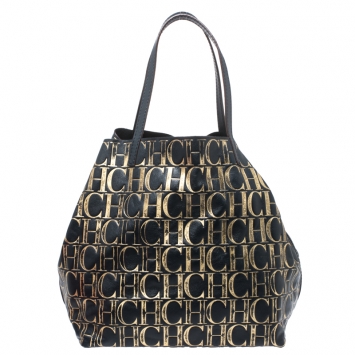 Pre Owned Carolina Herrera Midnight Blue Monogram Leather Matryoshka Tote