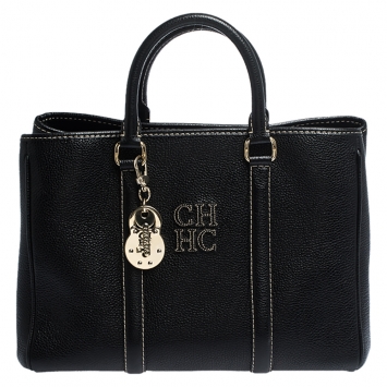 Pre Owned Carolina Herrera Black Leather Andy Tote