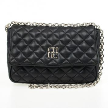 Pre Owned Carolina Herrera Black Quilted Flap Bag
