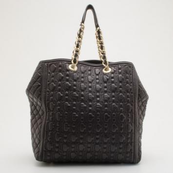 Pre Owned Carolina Herrera CH Black Monogram Tote