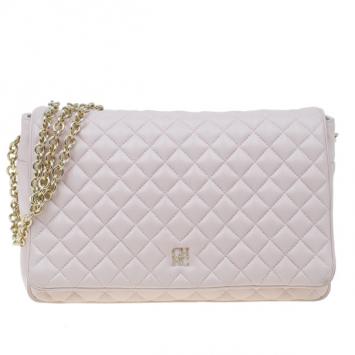 Pre Owned Carolina Herrera Pink Quilted Leather Flap Bag