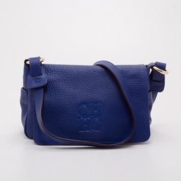Pre Owned Carolina Herrera Blue Leather Messenger Bag 